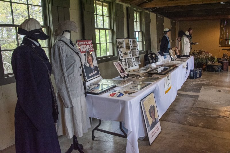 Kristen Moy of Pennsylvania brought her 17-year collection of Wave-related memorabilia to Ft. Miles Defense Day.